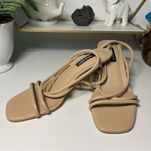 Nine West Tan Heeled Sandals with Strappy Design